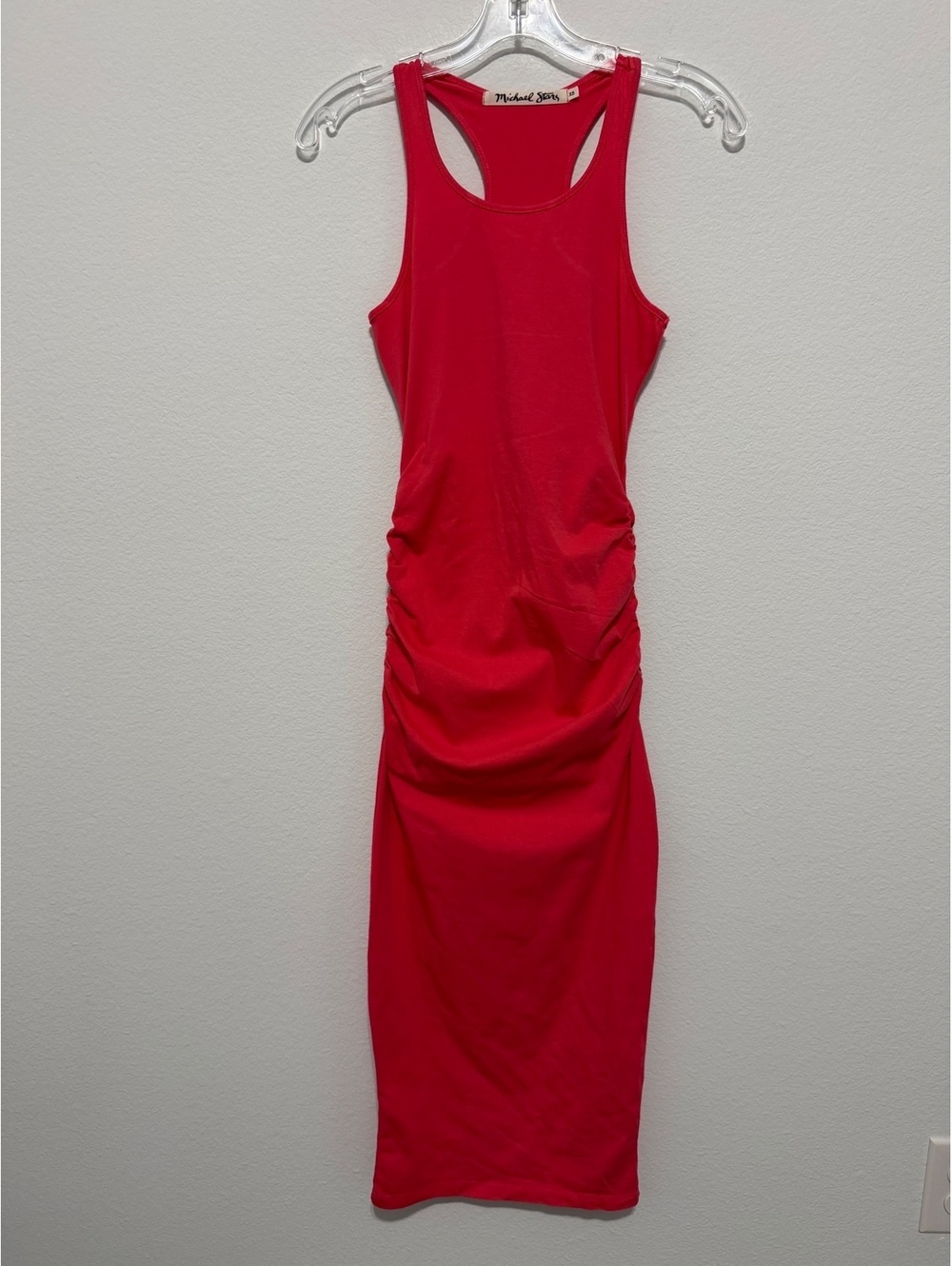 Michael Stars Red Sleeveless Scoop Neck Ruching Side Maxi Dress Women's Size XS